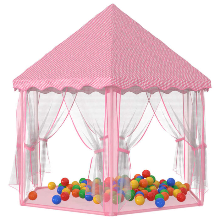 vidaXL Prinsessetelt med 250 baller rosa 133×140 cm