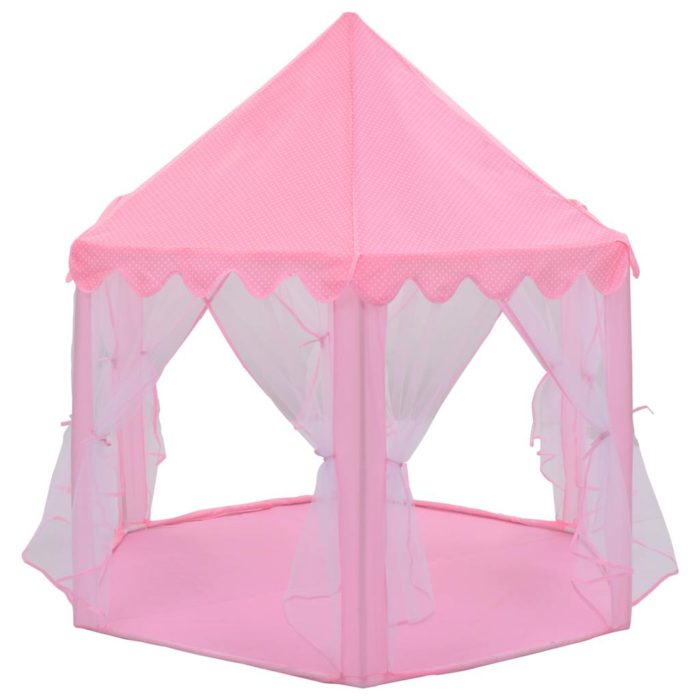 vidaXL Prinsessetelt med 250 baller rosa 133×140 cm