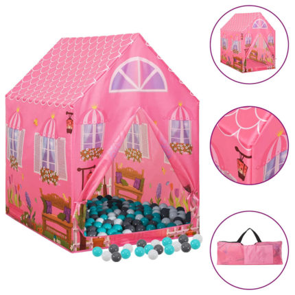 vidaXL Leketelt med 250 baller rosa 69x94x104 cm