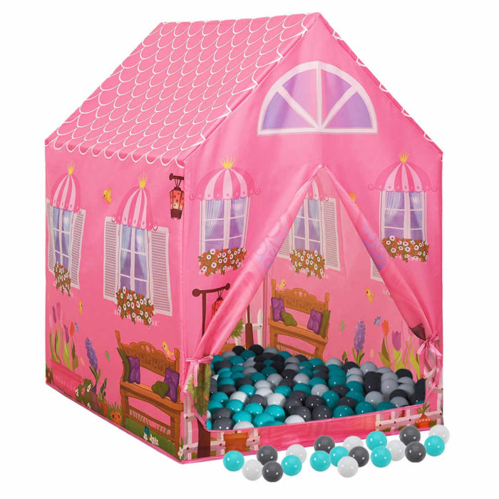 vidaXL Leketelt med 250 baller rosa 69x94x104 cm