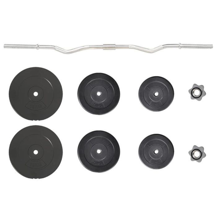 vidaXL Curl-vektstang med skiver 60 kg