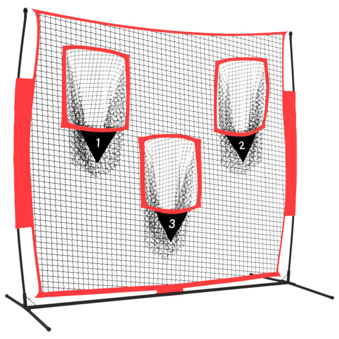 vidaXL Bærbart baseballnett svart og rød 183x105x183 cm polyester