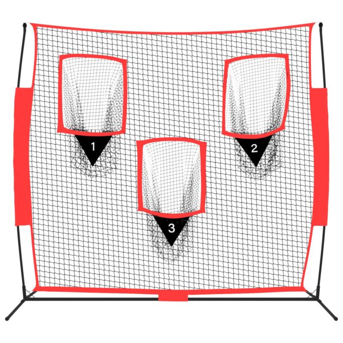 vidaXL Bærbart baseballnett svart og rød 183x105x183 cm polyester