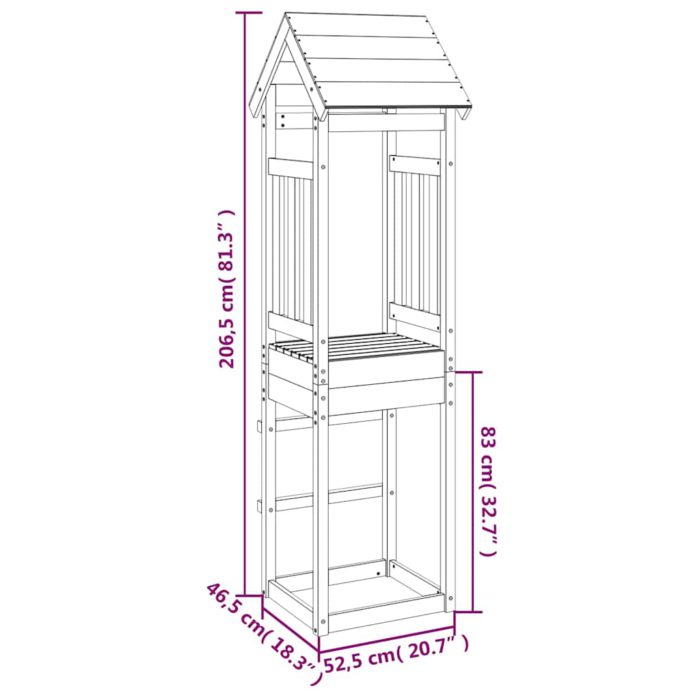 vidaXL Leketårn 52,5×46,5×206,5 cm heltre furu