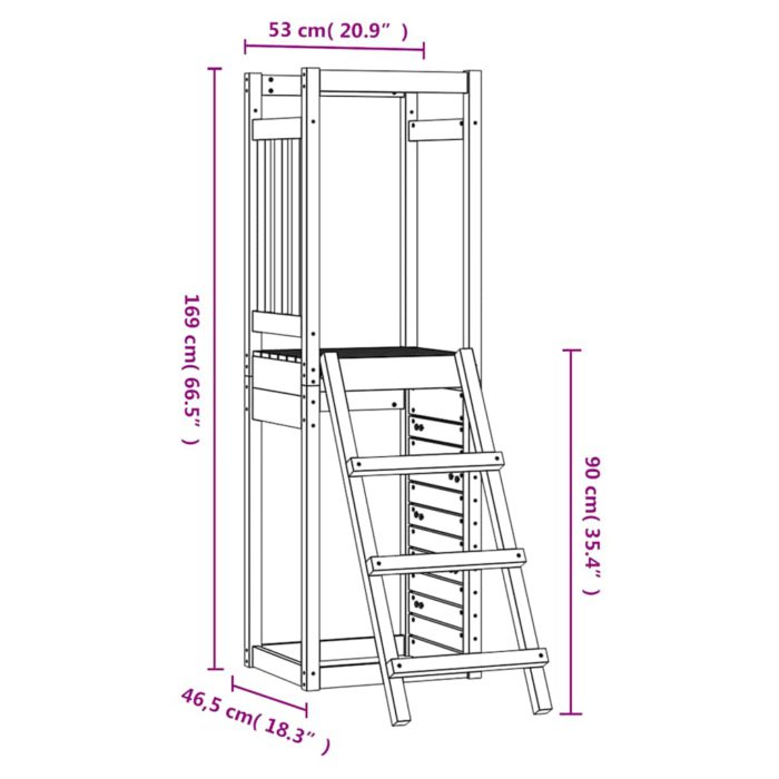 vidaXL Utendørs lekesett 53×46,5×169 cm heltre douglasgran