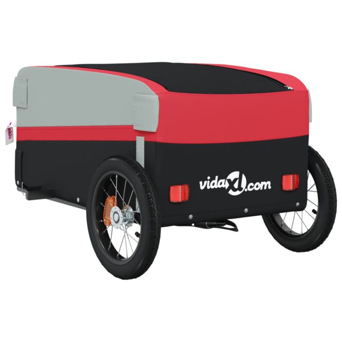 vidaXL Sykkelvogn svart og rød 30 kg jern