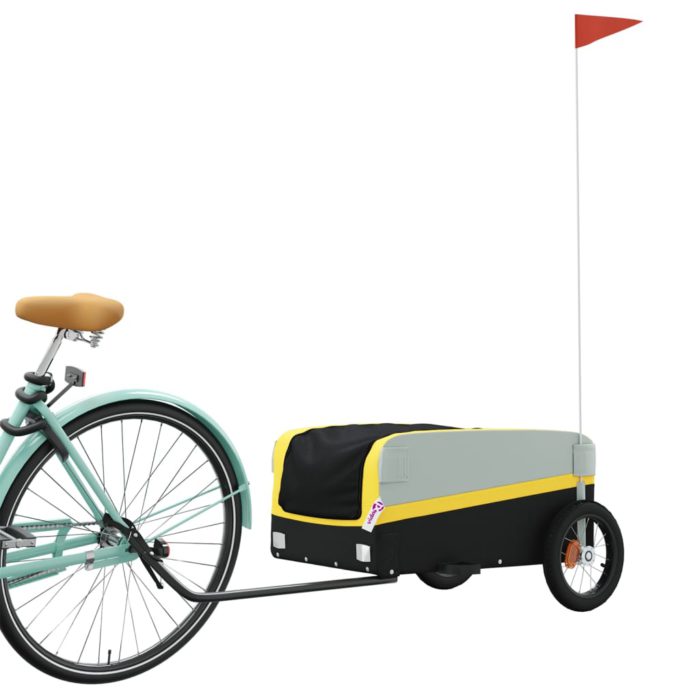 vidaXL Sykkelvogn svart og gul 30 kg jern