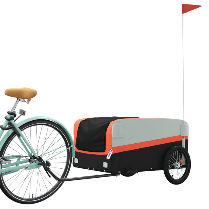 vidaXL Sykkelvogn svart og oransje 45 kg jern