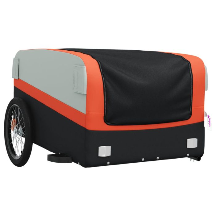 vidaXL Sykkelvogn svart og oransje 45 kg jern