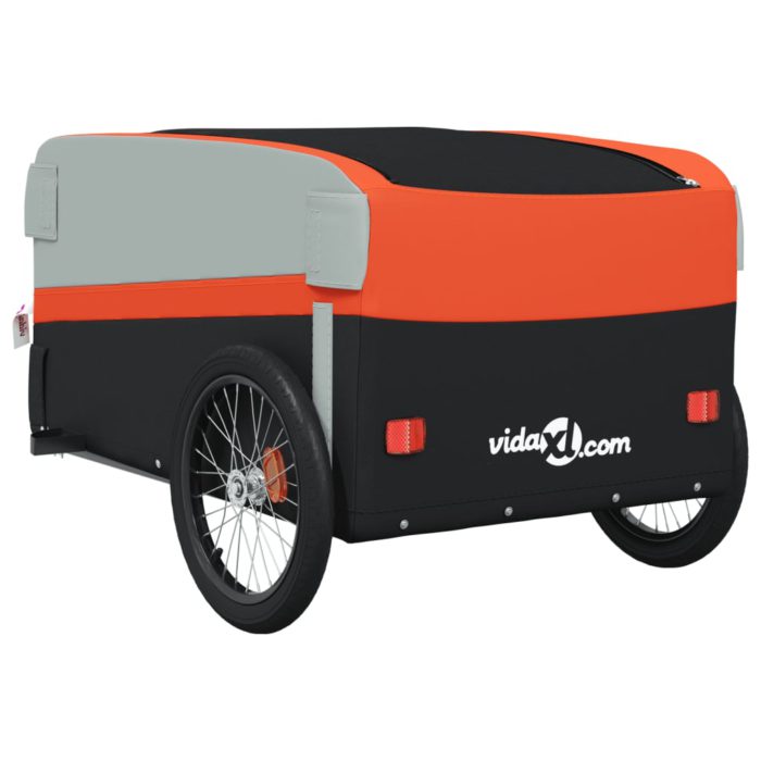 vidaXL Sykkelvogn svart og oransje 45 kg jern