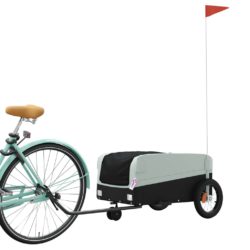 vidaXL Sykkelvogn svart og grå 30 kg jern