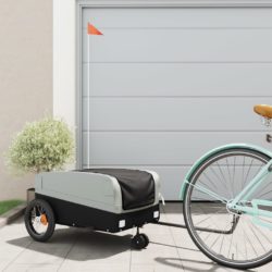 vidaXL Sykkelvogn svart og grå 30 kg jern