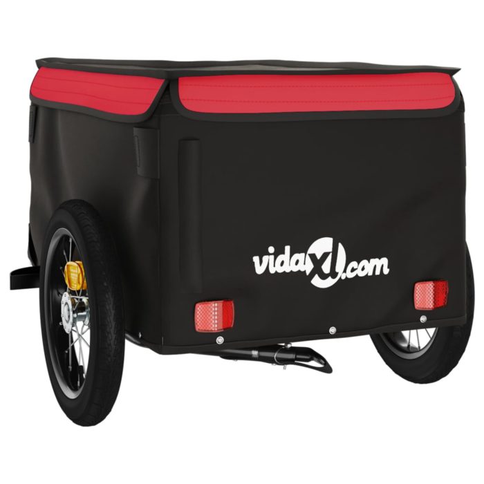 vidaXL Sykkelvogn svart og rød 30 kg jern