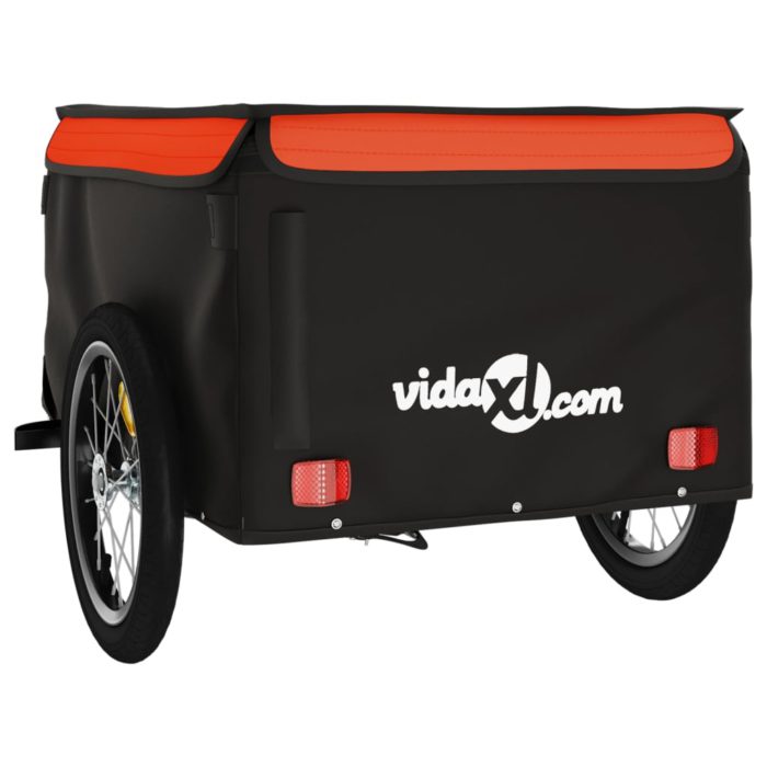 vidaXL Sykkelvogn svart og oransje 45 kg jern