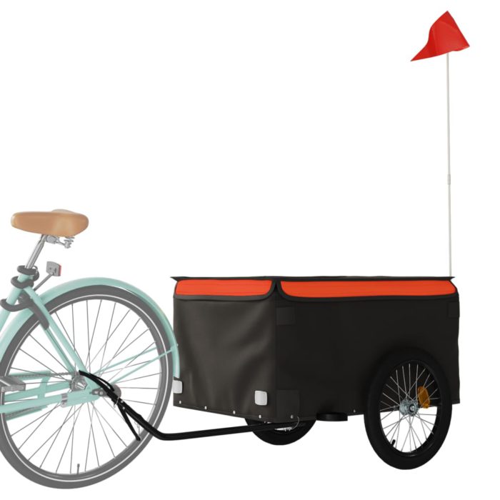 vidaXL Sykkelvogn svart og oransje 45 kg jern