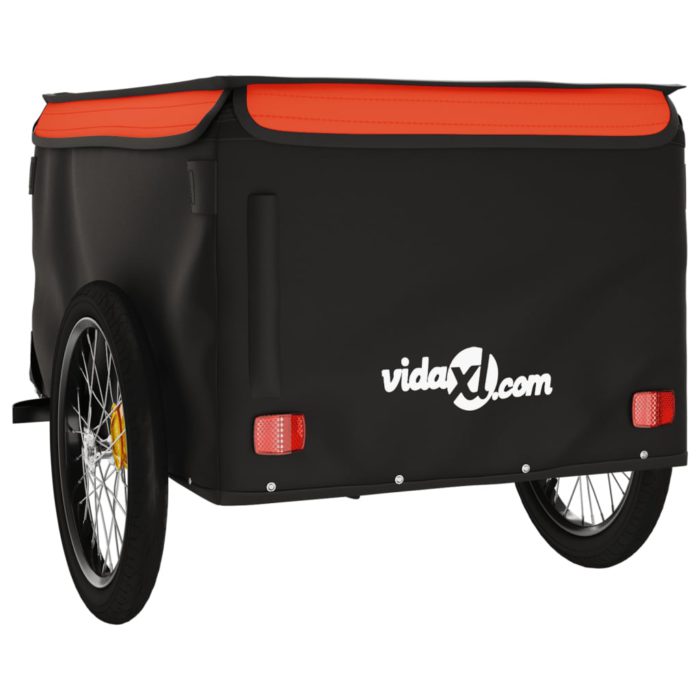 vidaXL Sykkelvogn svart og oransje 45 kg jern