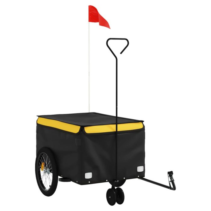 vidaXL Sykkelvogn svart og gul 30 kg jern