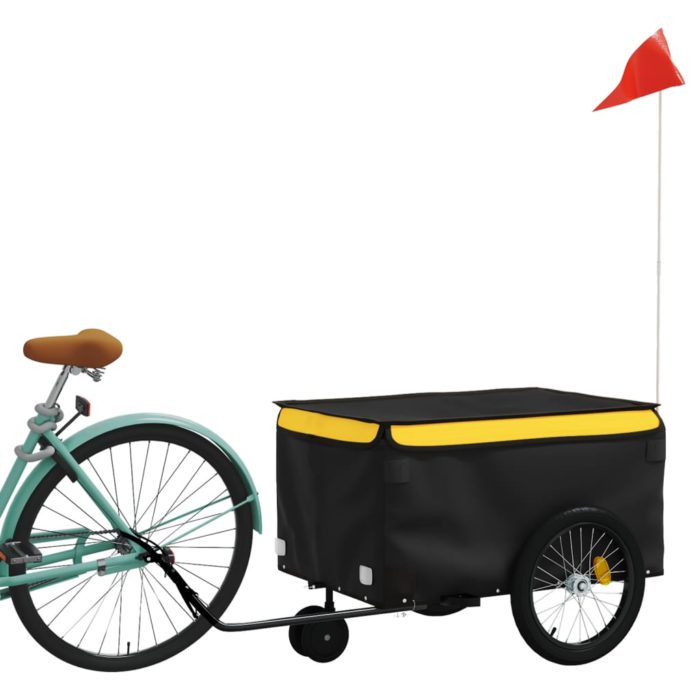 vidaXL Sykkelvogn svart og gul 30 kg jern