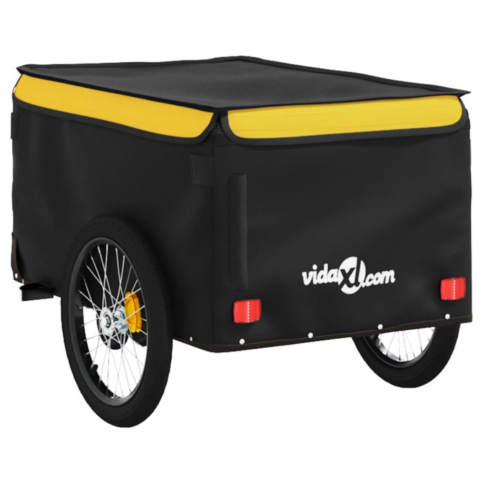 vidaXL Sykkelvogn svart og gul 30 kg jern