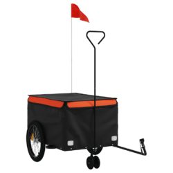 vidaXL Sykkelvogn svart og oransje 45 kg jern