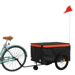 vidaXL Sykkelvogn svart og oransje 45 kg jern