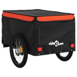 vidaXL Sykkelvogn svart og oransje 45 kg jern