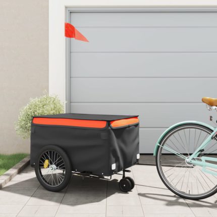 vidaXL Sykkelvogn svart og oransje 45 kg jern