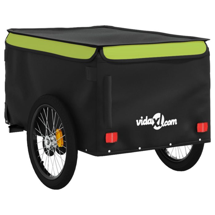 vidaXL Sykkelvogn svart og grønn 45 kg jern