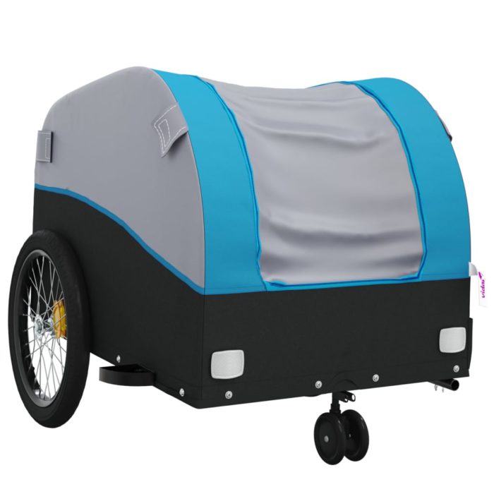 vidaXL Sykkelvogn svart og blå 30 kg jern