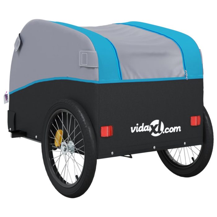 vidaXL Sykkelvogn svart og blå 30 kg jern