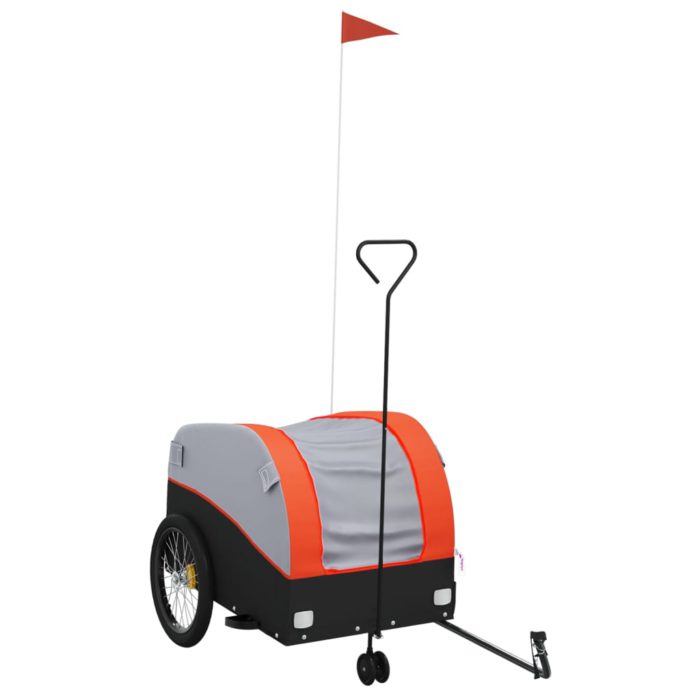 vidaXL Sykkelvogn svart og oransje 45 kg jern