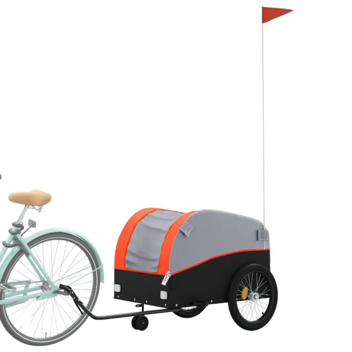 vidaXL Sykkelvogn svart og oransje 45 kg jern