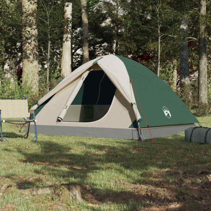 vidaXL Kuppeltelt for camping 3 personer grønn vanntett