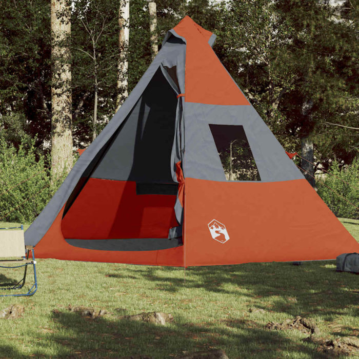 vidaXL Campingtelt tipi 7 personer oransje vanntett