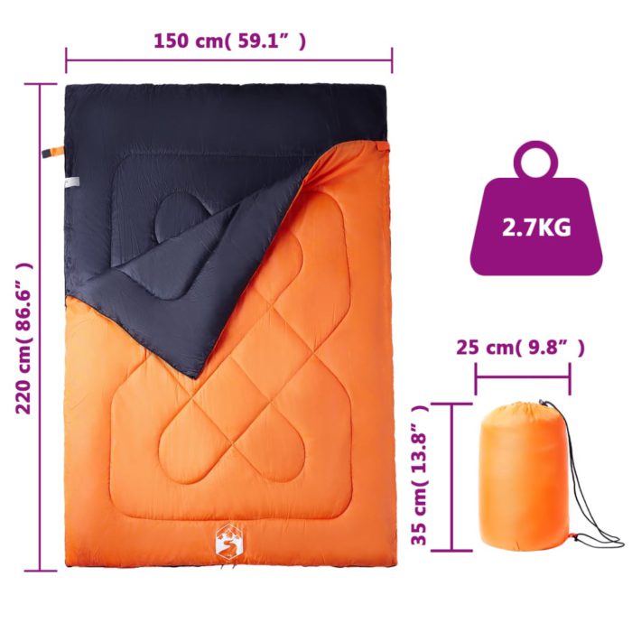 vidaXL Dobbel sovepose med puter for voksne camping 3-4 sesonger