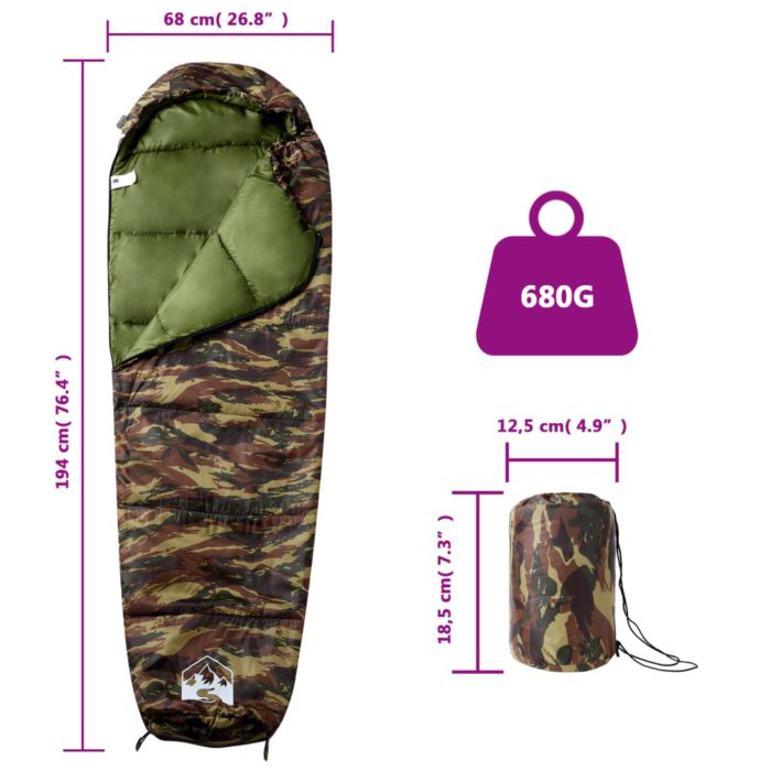vidaXL Sovepose for voksne camping 3 sesonger