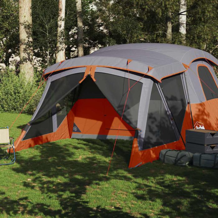 vidaXL Campingtelt med veranda 4 personer oransje vanntett