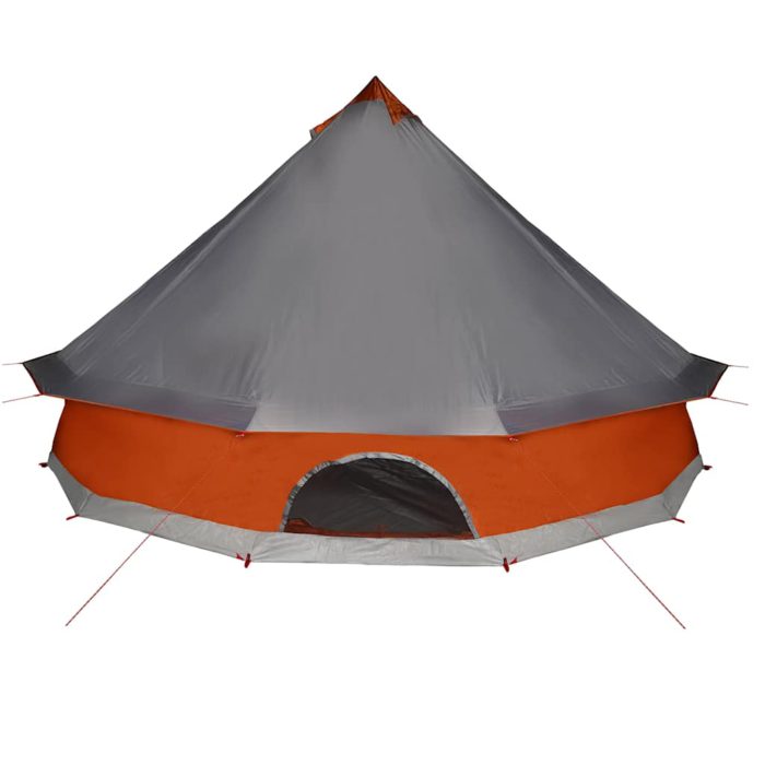 vidaXL Familietelt tipi for 8 personer grå og oransje vanntett