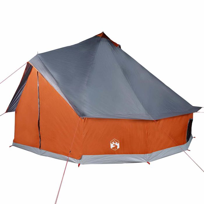 vidaXL Familietelt tipi for 12 personer grå og oransje vanntett