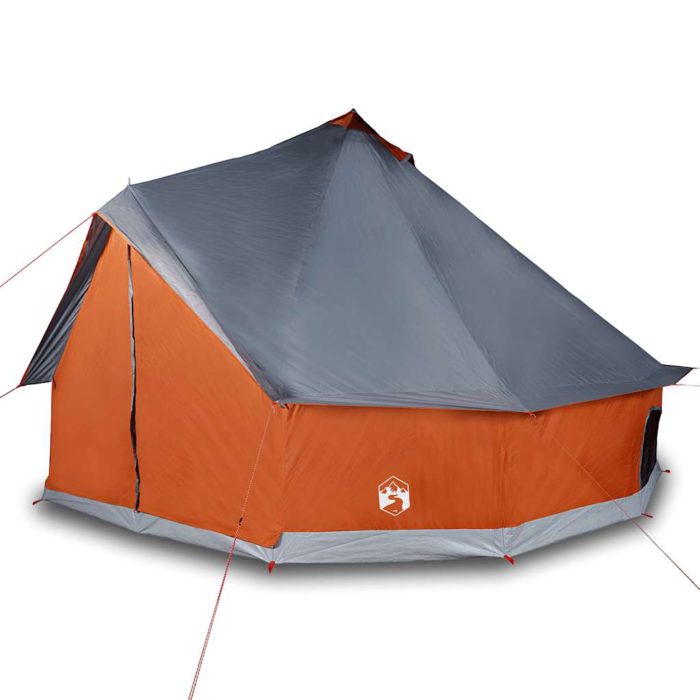 vidaXL Familietelt tipi for 12 personer grå og oransje vanntett