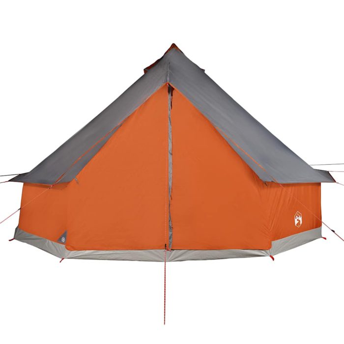 vidaXL Familietelt tipi for 12 personer grå og oransje vanntett