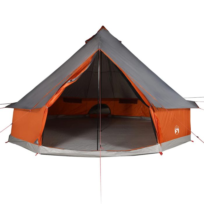 vidaXL Familietelt tipi for 12 personer grå og oransje vanntett