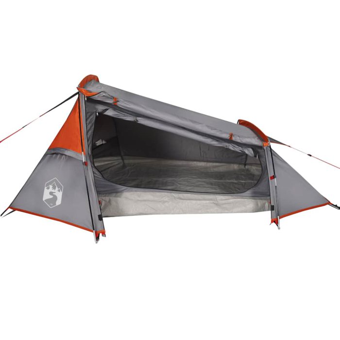 vidaXL Tunneltelt for camping 2 personer grå og oransje vanntett