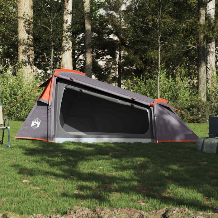 vidaXL Tunneltelt for camping 2 personer grå og oransje vanntett