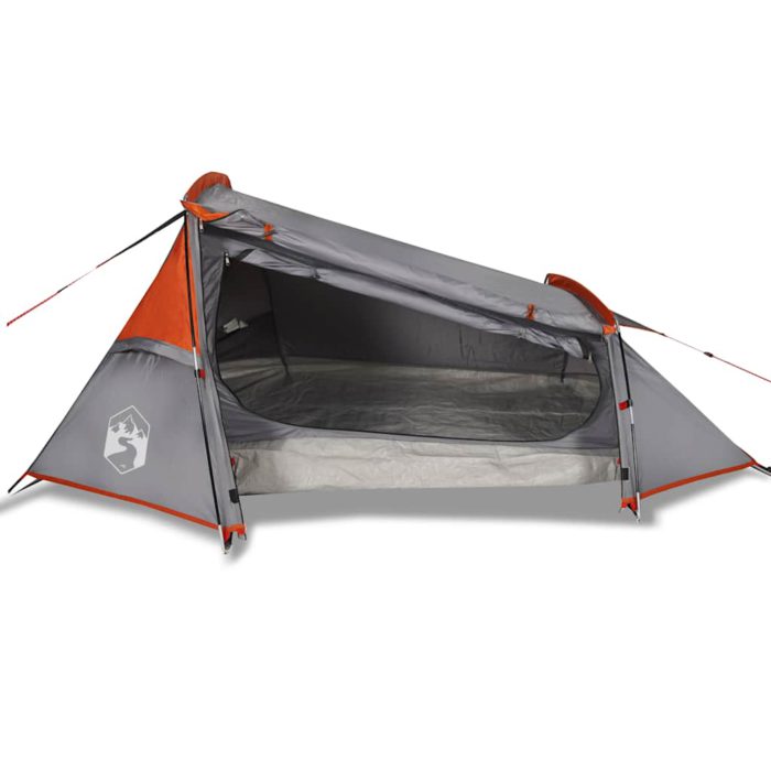 vidaXL Tunneltelt for camping 2 personer grå og oransje vanntett