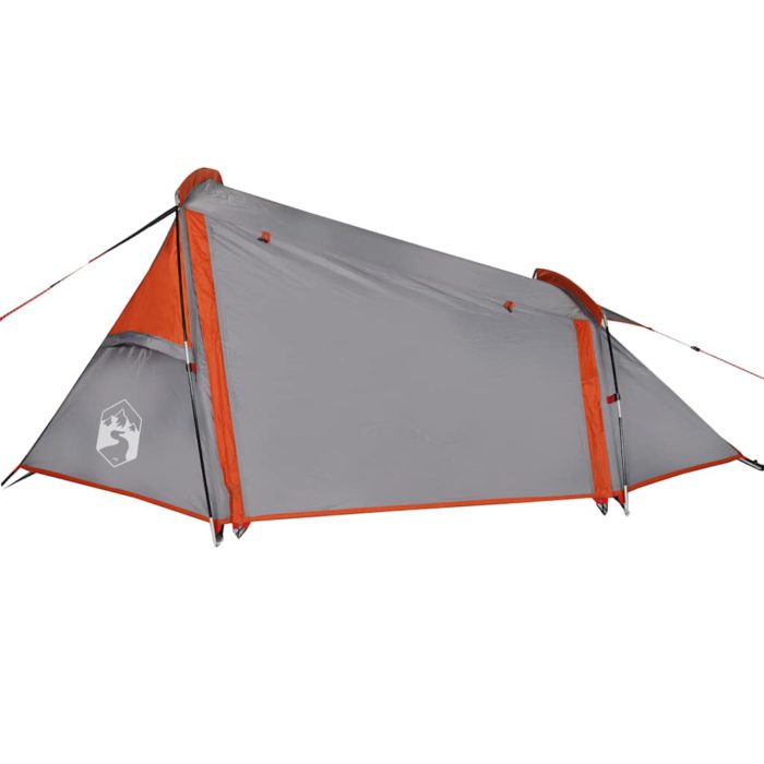 vidaXL Tunneltelt for camping 2 personer grå og oransje vanntett