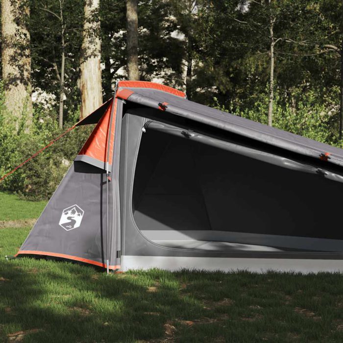 vidaXL Tunneltelt for camping 2 personer grå og oransje vanntett