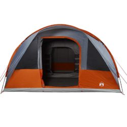 vidaXL Tunneltelt for camping 7 personer grå og oransje vanntett