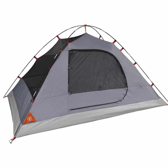 vidaXL Kuppeltelt for camping 2 personer grå og oransje vanntett