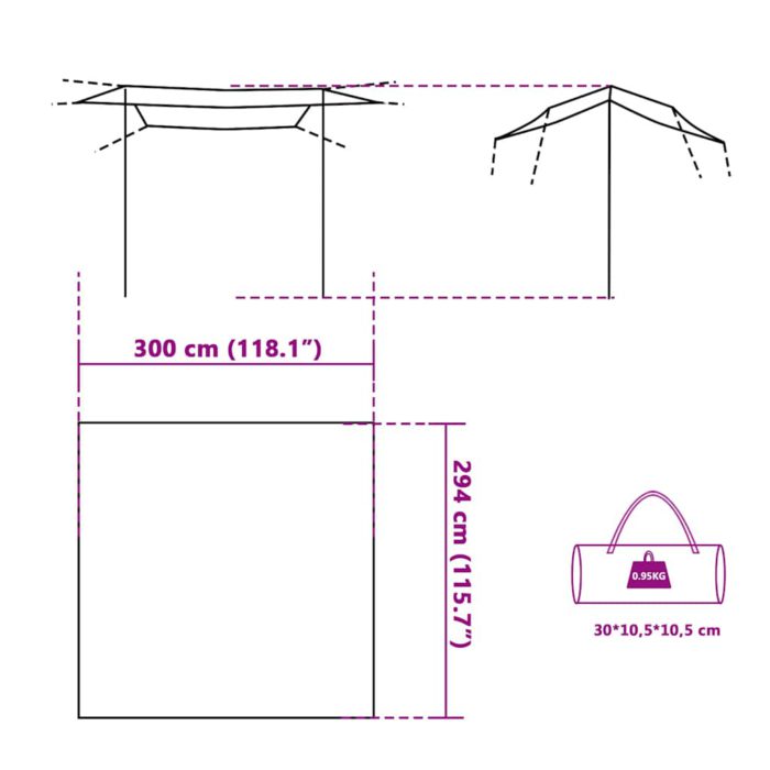 vidaXL Campingpresenning blå 300×294 cm vanntett